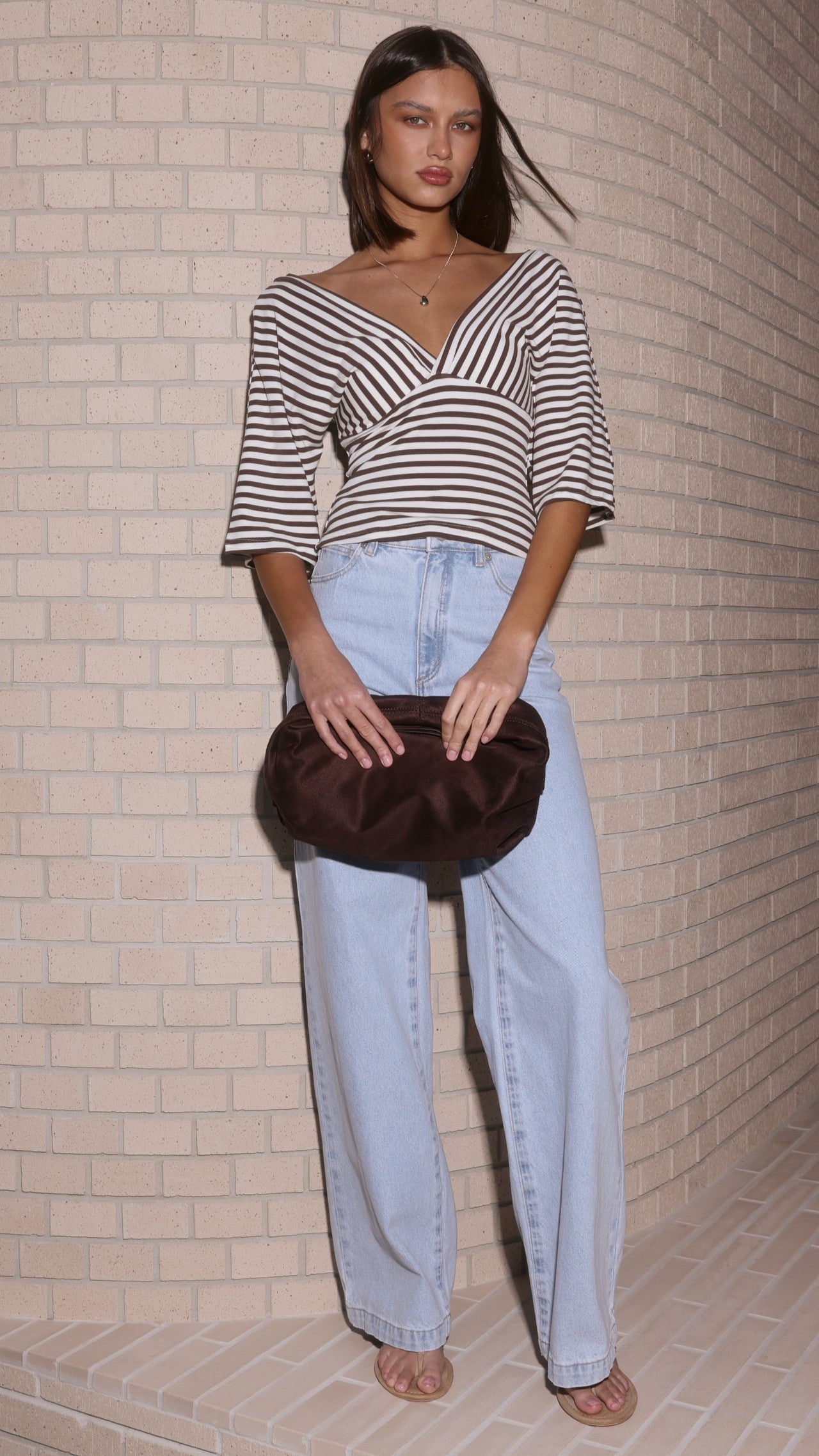 Callie Top - Brown/White Stripe