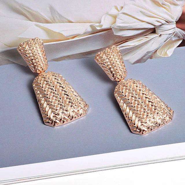 Pre Order: Basket Weave Texture Drop Earrings