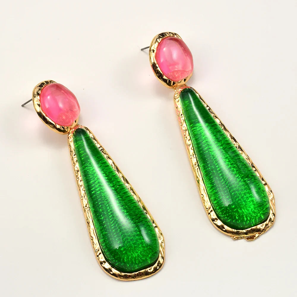 Geometric Water Drop Resin Earrings