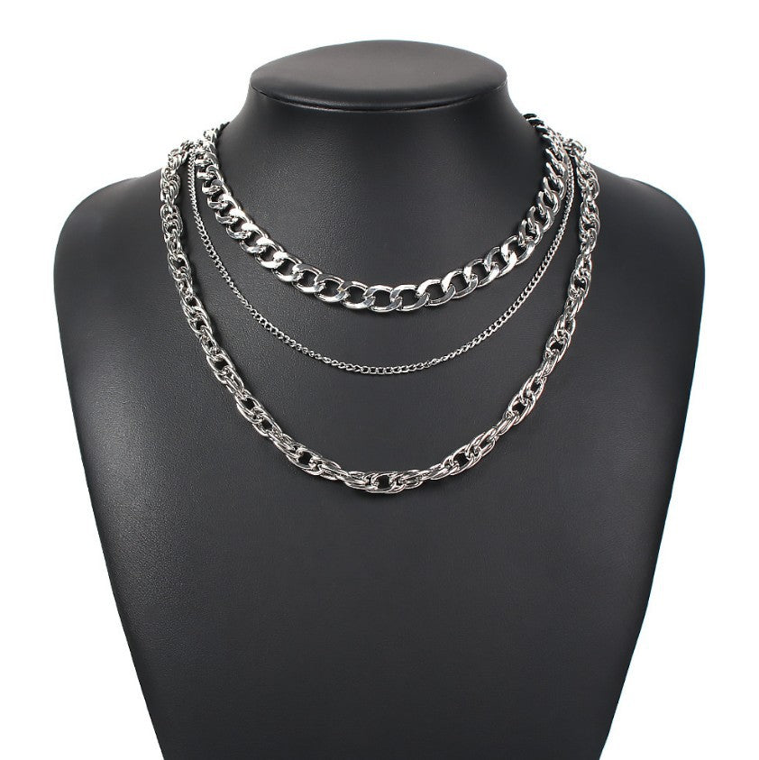 Tri-level Plated Chain Necklace