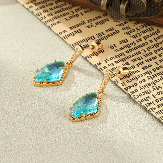 Irregular Crystal Glass Dangle Drop Earrings