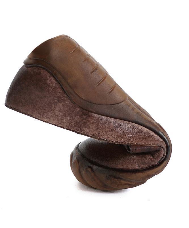 Chocolate Genuine Leather Vintage Flats Flat Feet Shoes