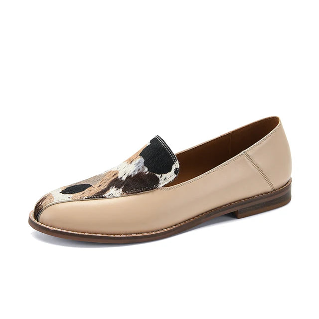 Mixed Color Animal Pattern Leather Loafers