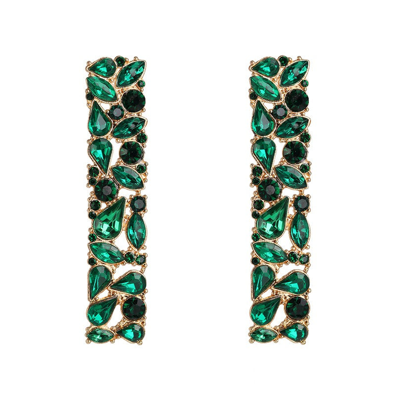 Retro Geometric Rhinestone Earrings
