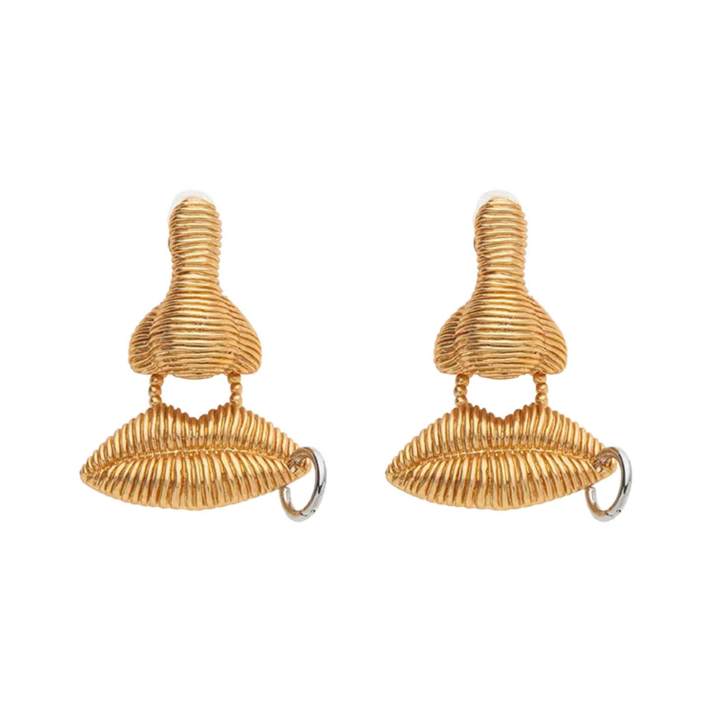 Nose Lips Large Brass Earrings