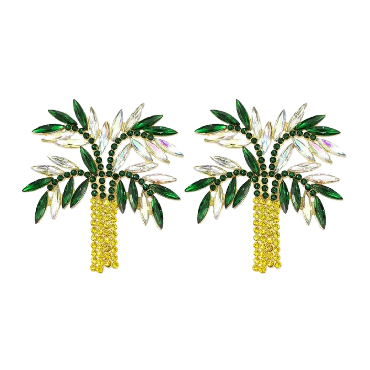 Palm Tree Crystal Stud Earrings