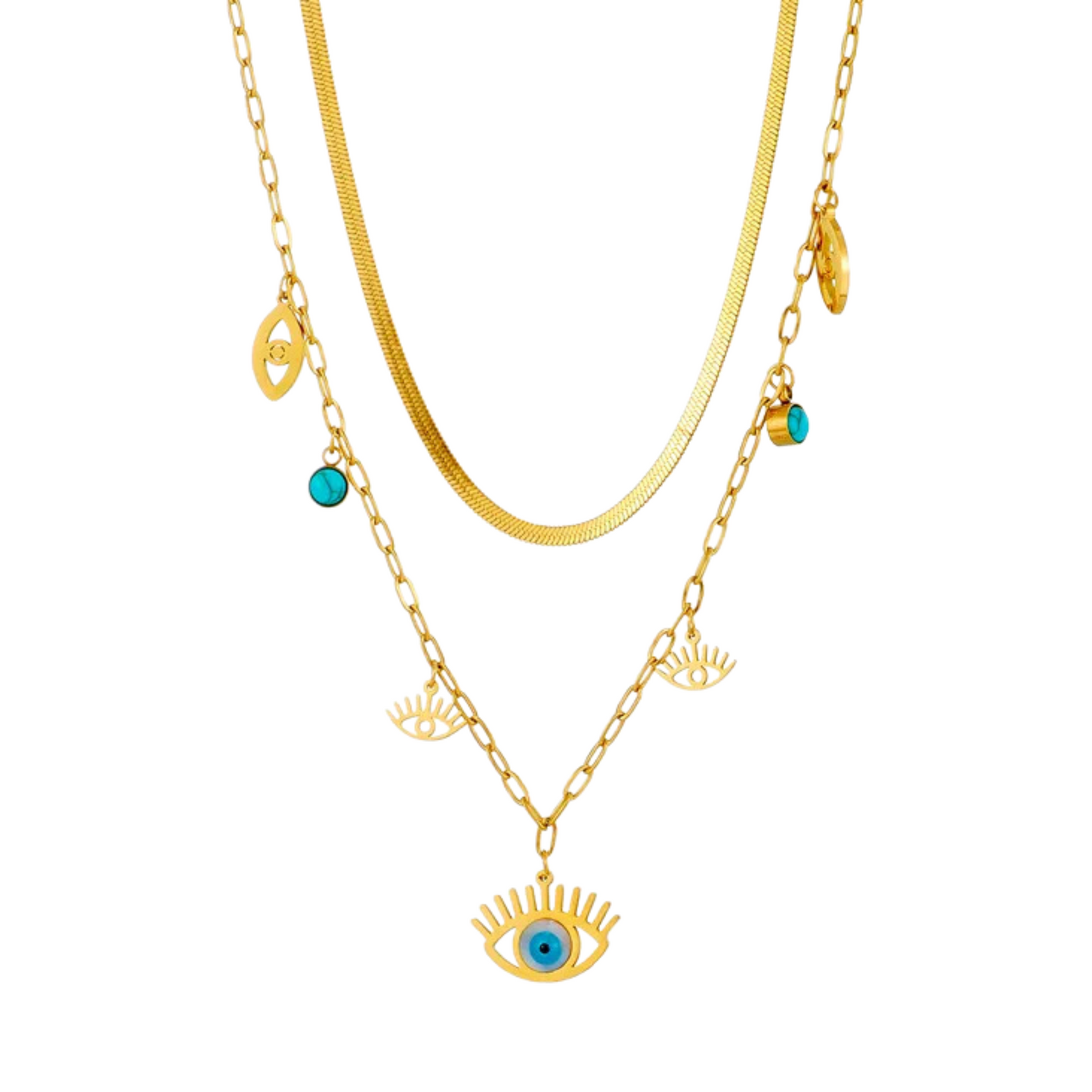 Pre Order: Blue Eyed Charms Multilayer Necklace
