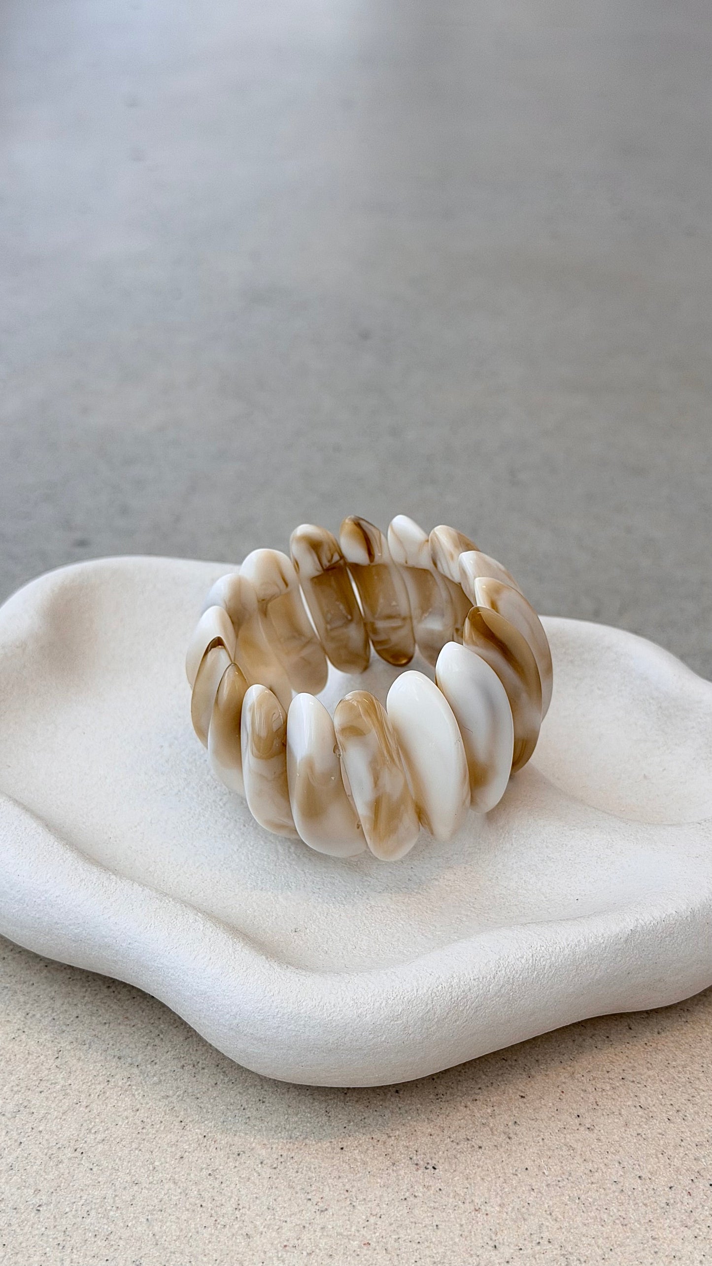 Destiny Stretch Bracelet - Cream Marble