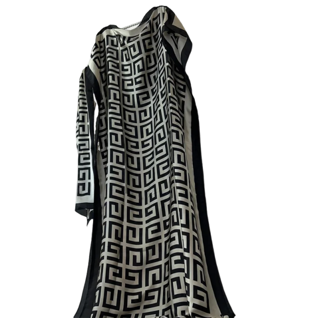 Stylish Loose Kaftan Dress with Scarf - WINI