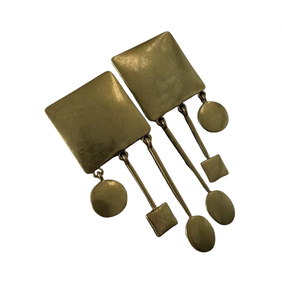 Retro Irregular Geometric Exaggerated Clip On Earrings