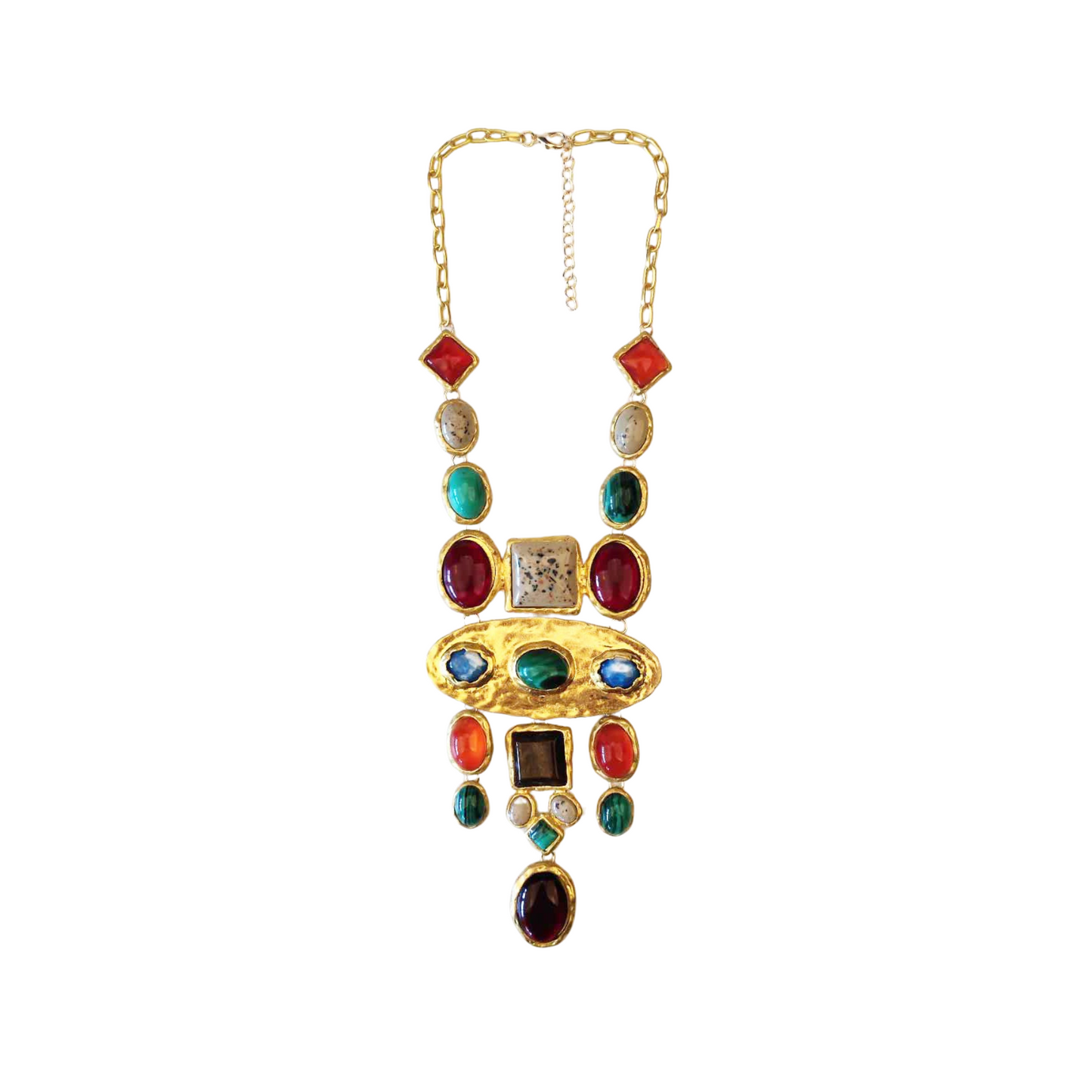Pre Order: Baroque Geometric Gemstone Long Necklace
