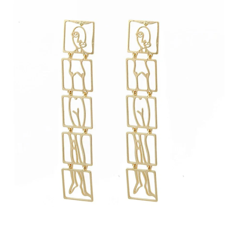 Pre Order: Body Individuality Statement Gold Dangle Drop Earrings