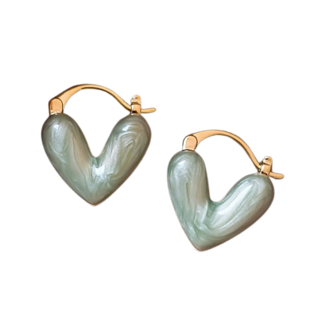 Vintage Enamel Love Heart Earrings