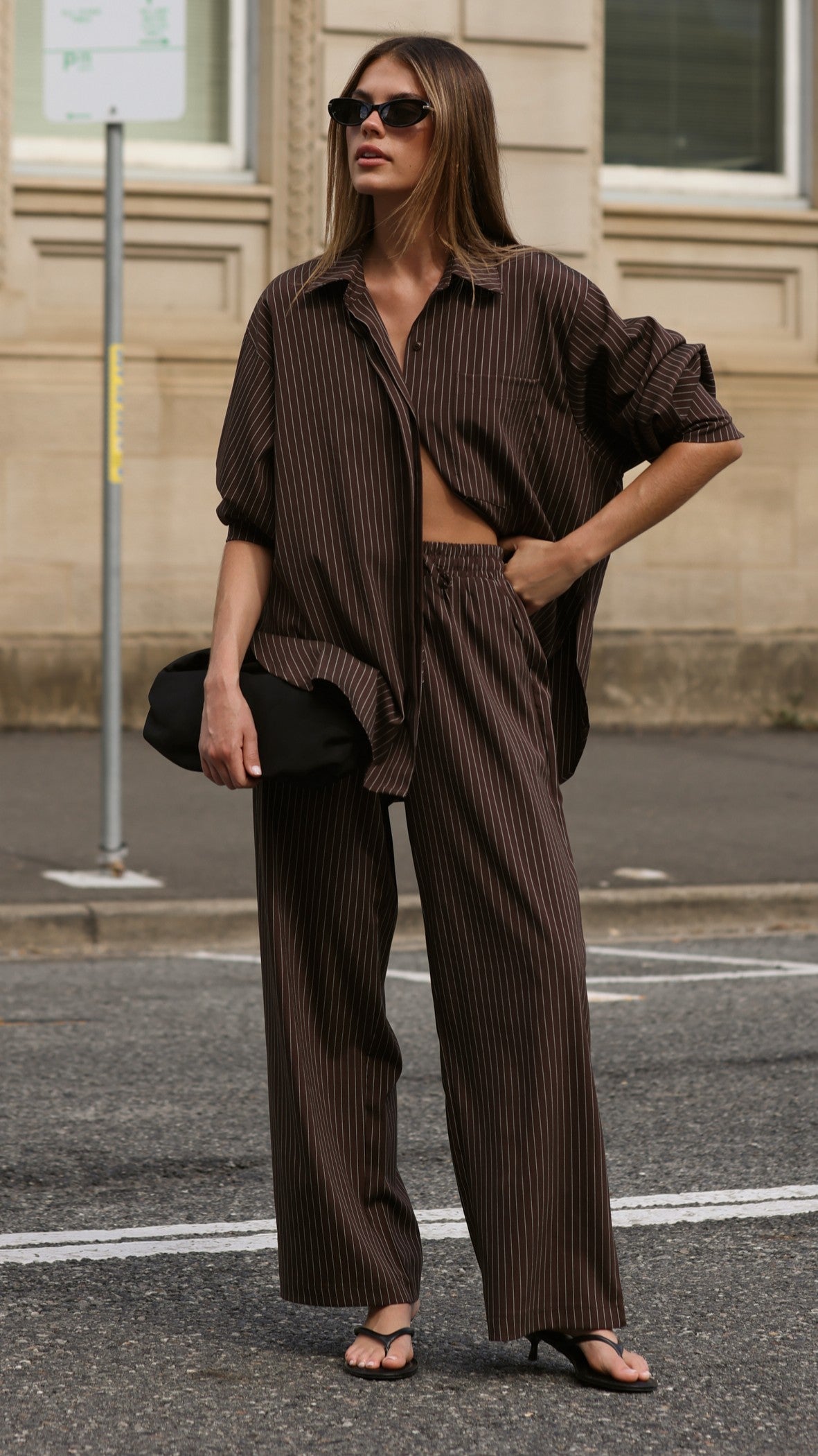 Zaila Pants - Chocolate/White Stripe