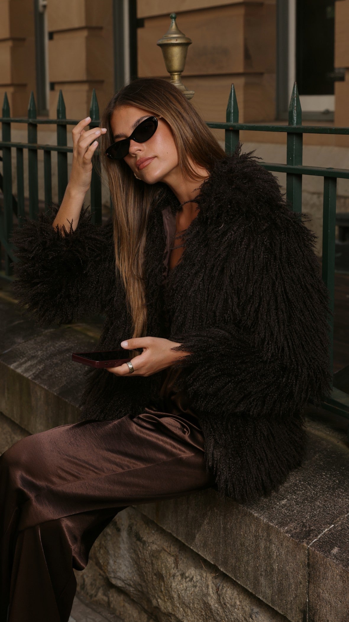 Chantelle Fur Jacket - Chocolate