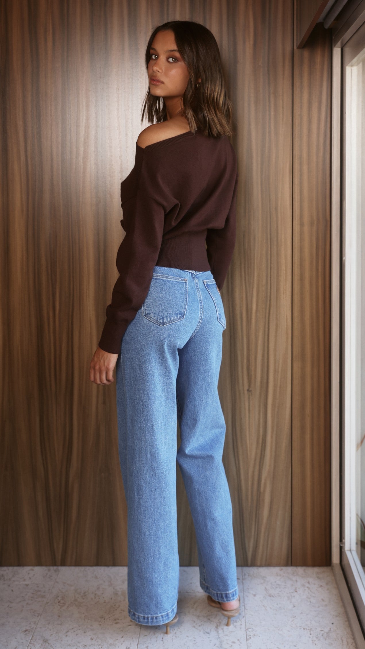 Talia Off Shoulder Top - Chocolate