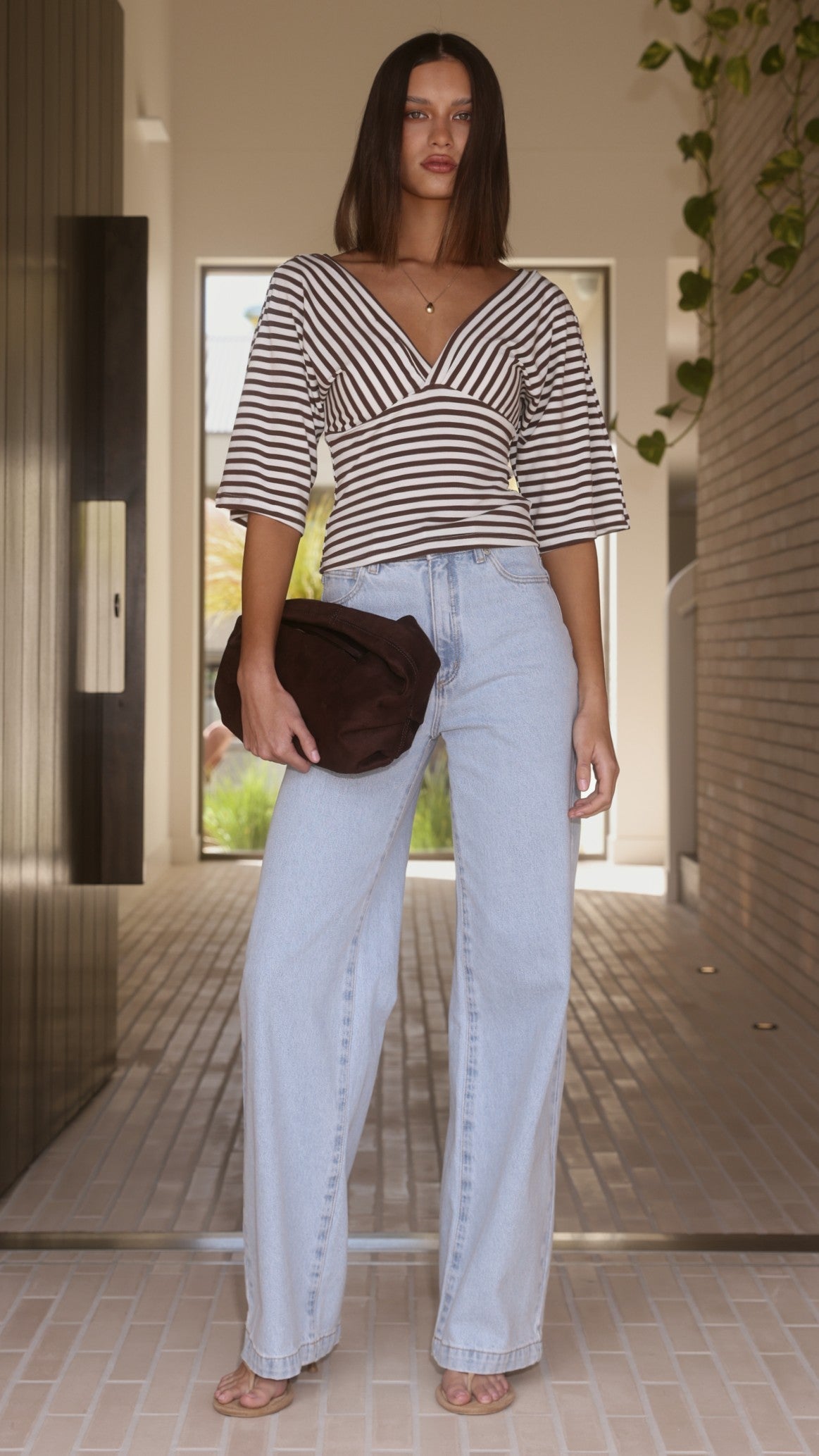 Callie Top - Brown/White Stripe