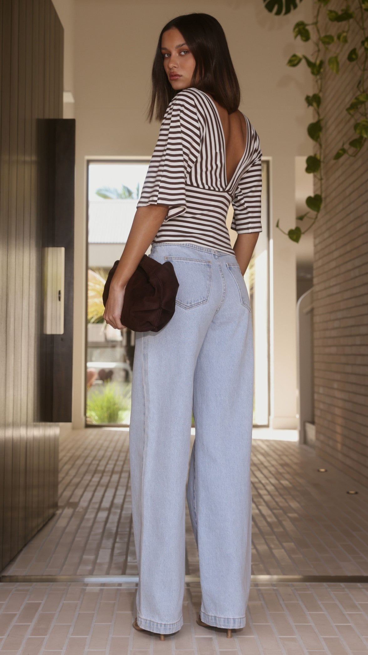 Callie Top - Brown/White Stripe