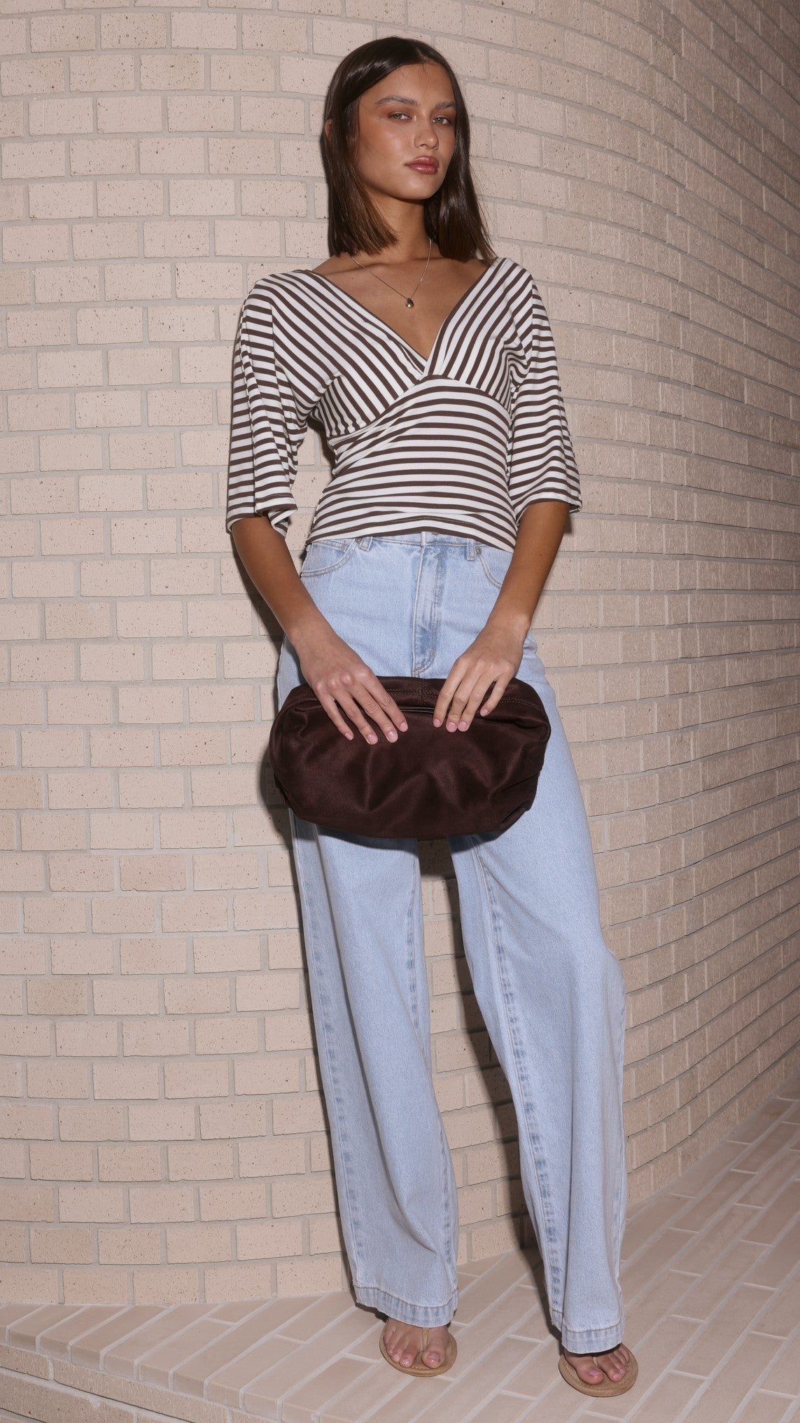 Callie Top - Brown/White Stripe