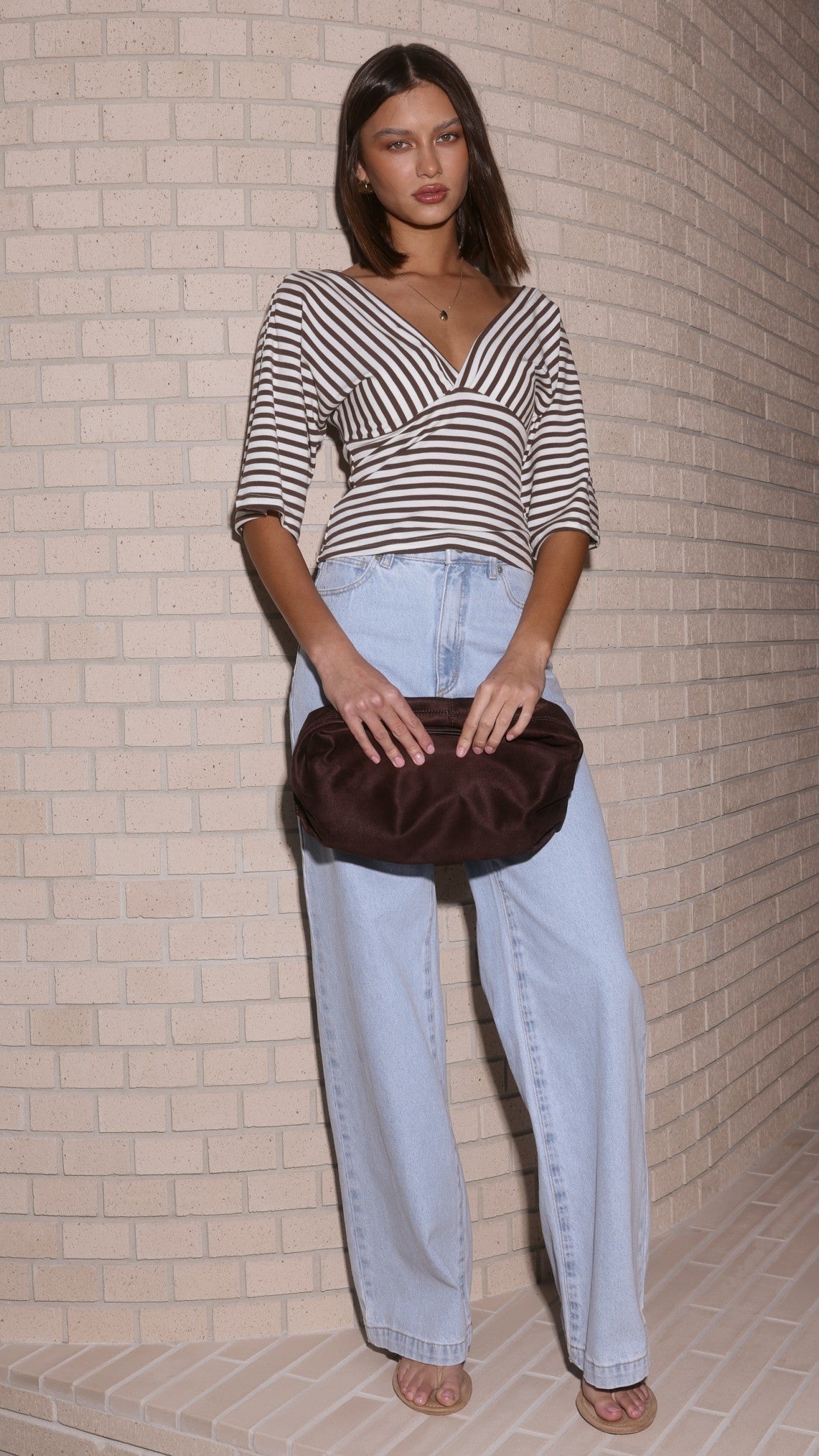 Callie Top - Brown/White Stripe