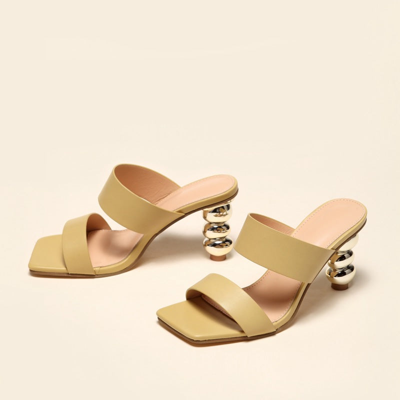 Metallic Bubble Heels Sandals
