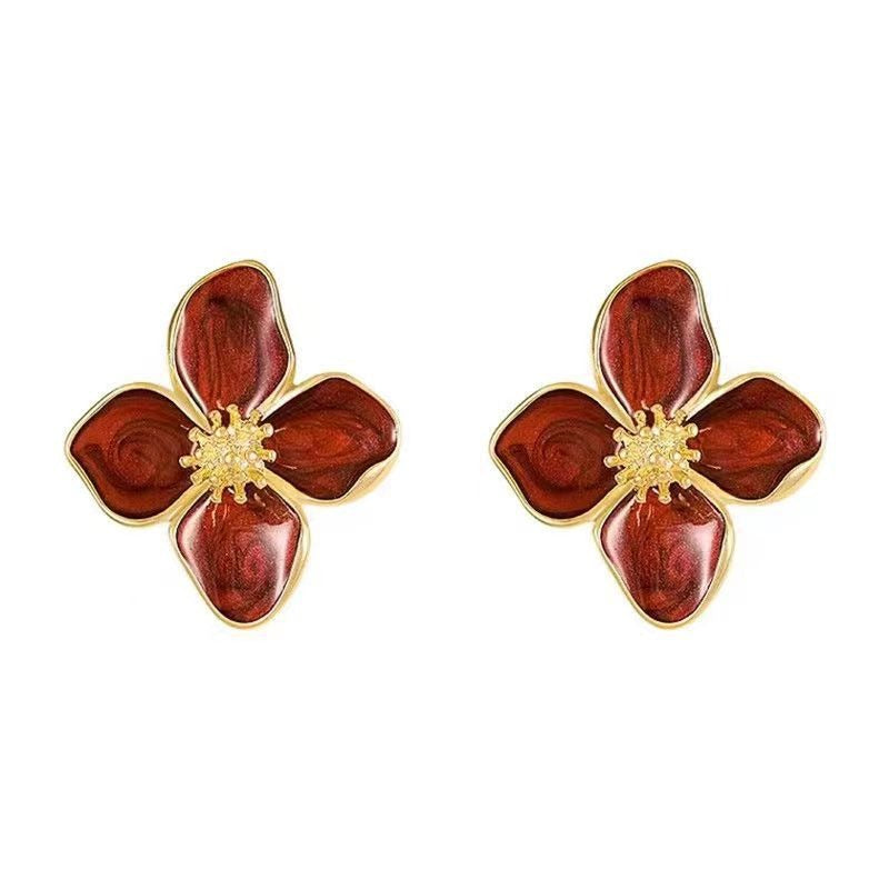 Glazed 3D Flower Earrings