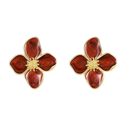 Glazed 3D Flower Earrings
