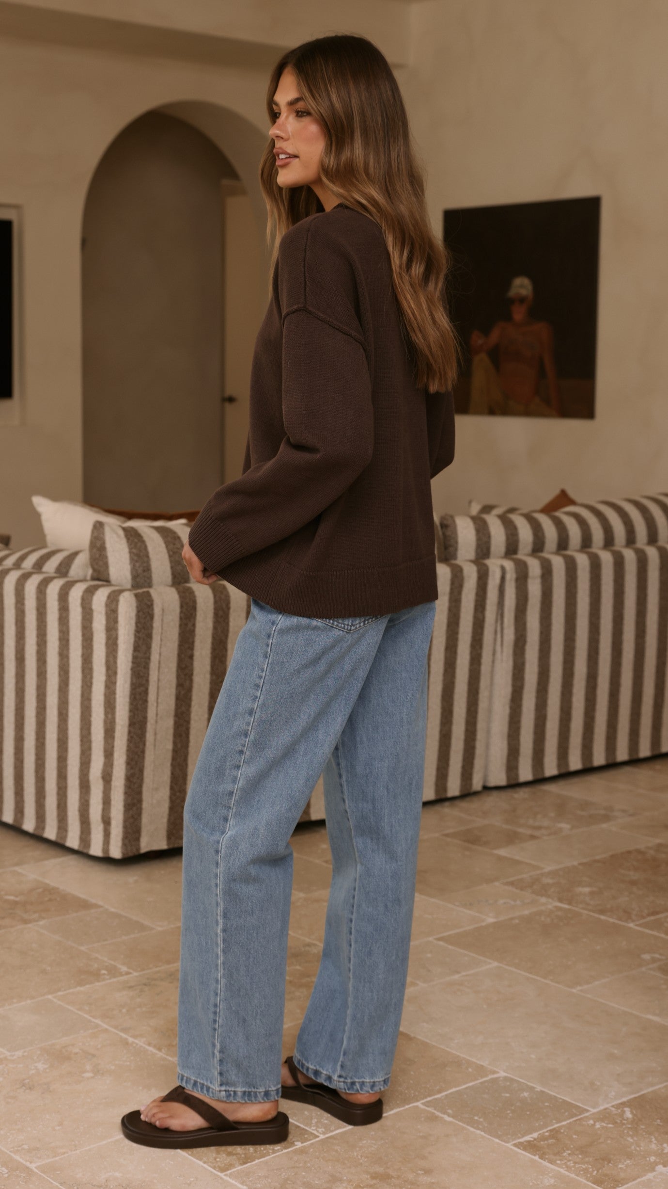 MVN Adrianne Crew Neck Knit Jumper - Brown