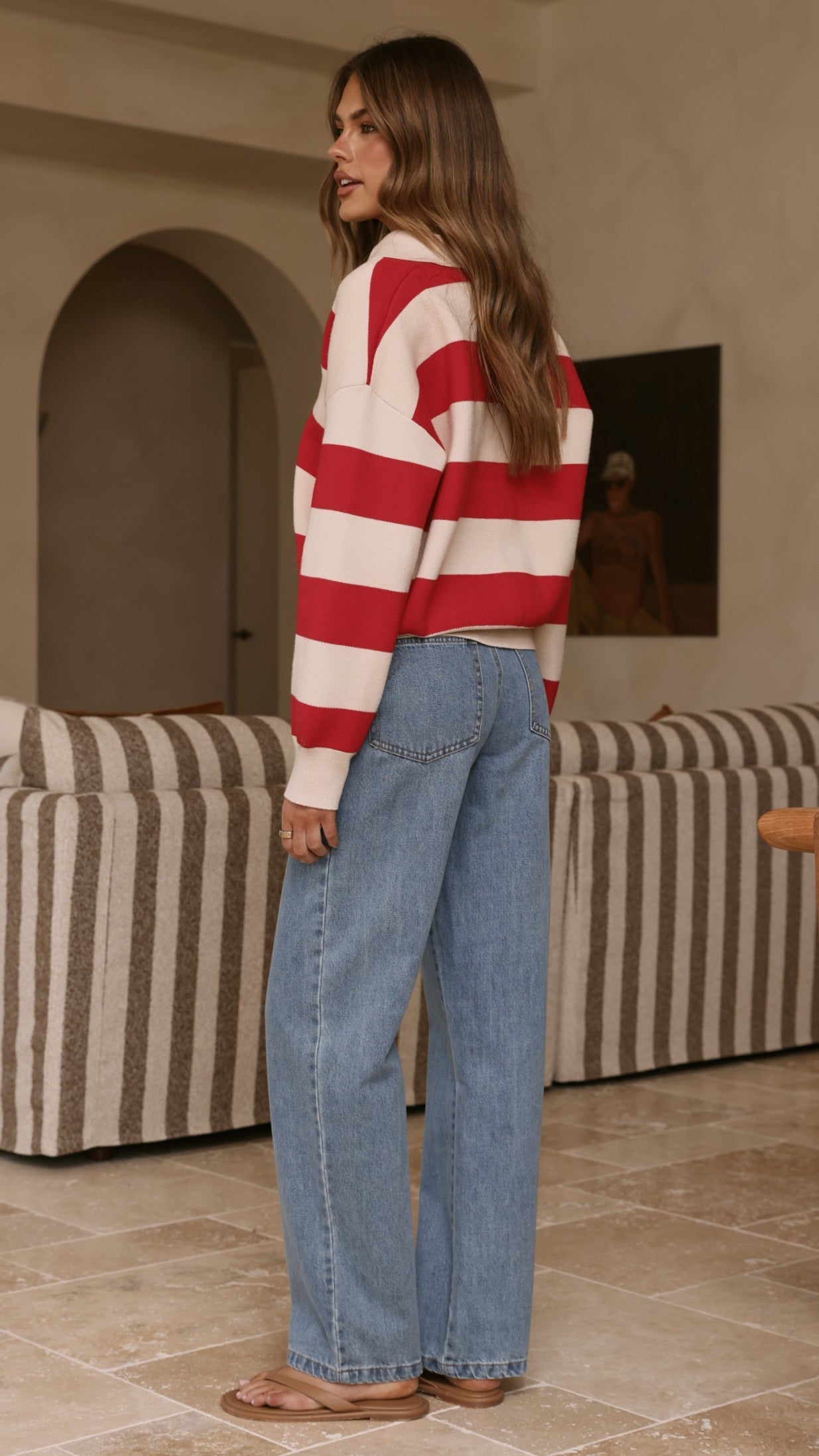 Kodi Sweater - Red/Beige Stripe