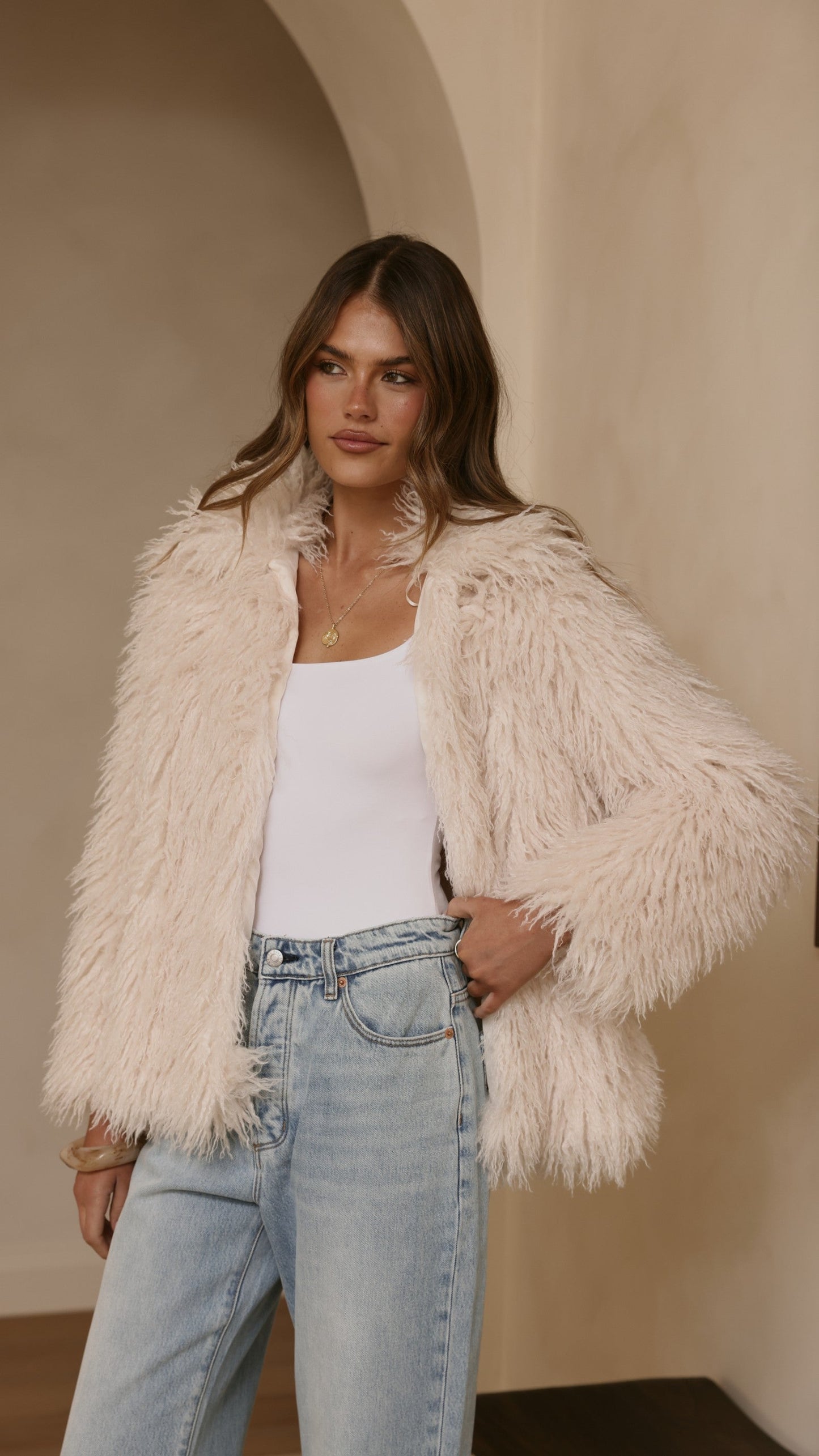 Chantelle Fur Jacket - Cream