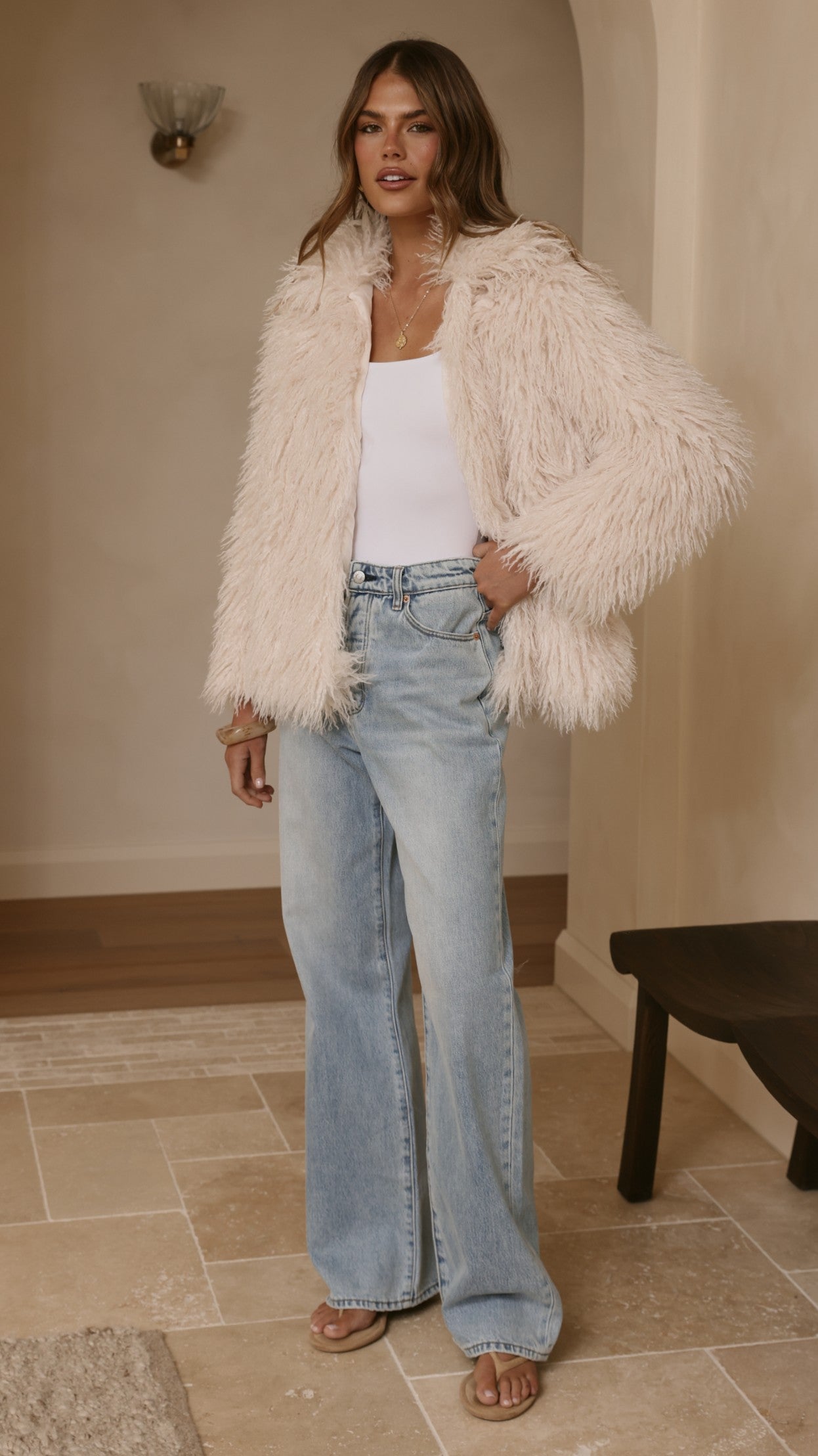 Chantelle Fur Jacket - Cream