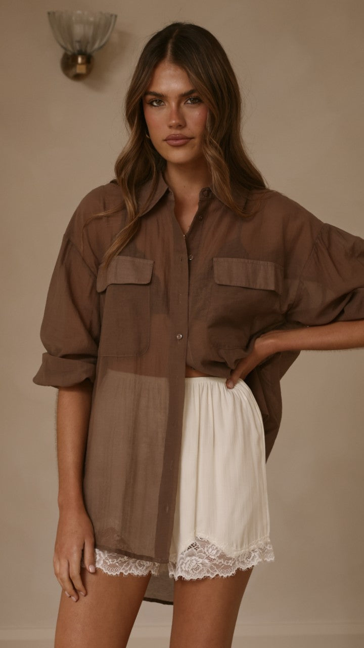 Kylie Oversized Shirt - Chocolate