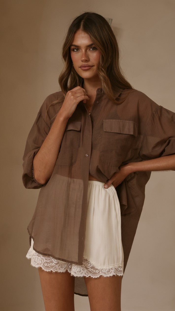 Kylie Oversized Shirt - Chocolate