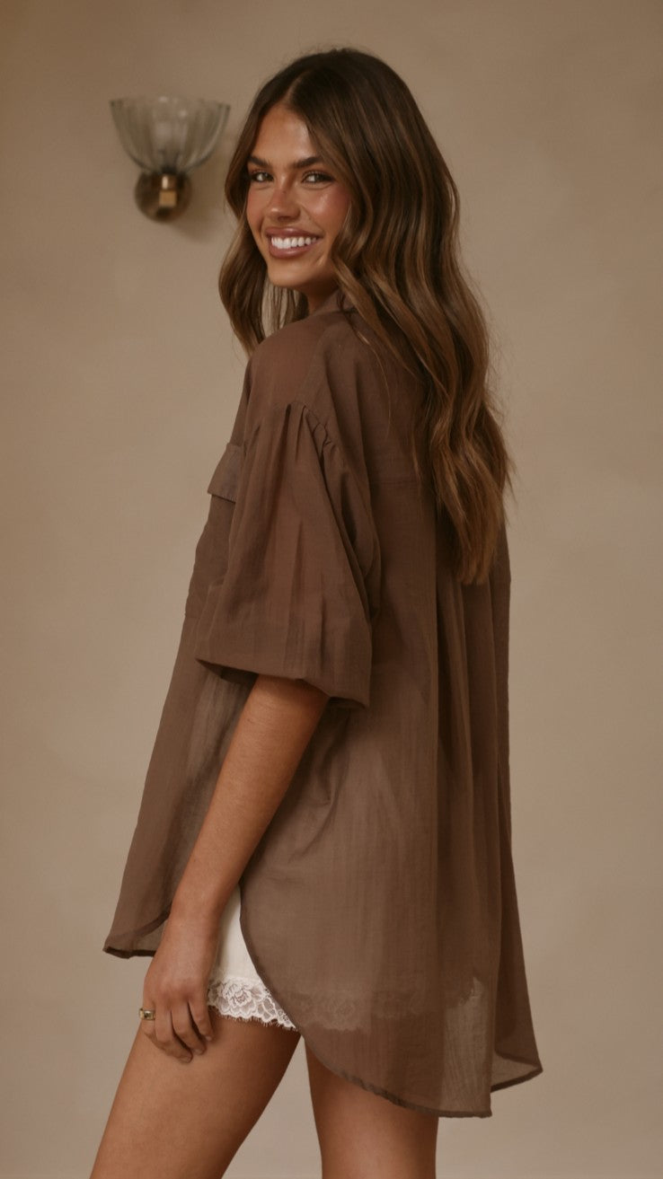 Kylie Oversized Shirt - Chocolate