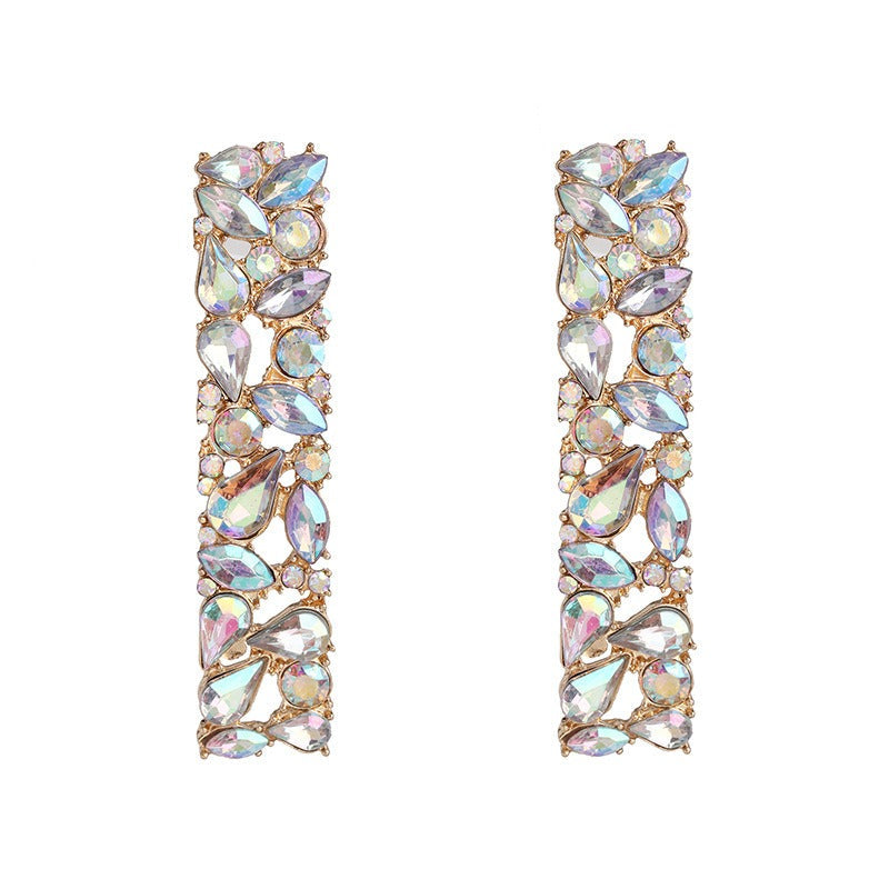 Retro Geometric Rhinestone Earrings