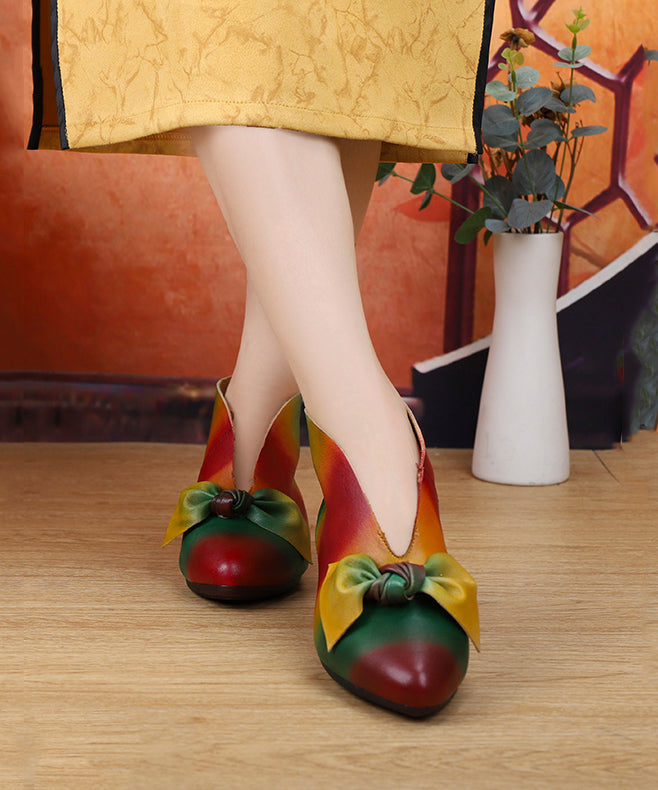 New Soft Flats Colorful Ethnic Style Women Bow Ankle Boots
