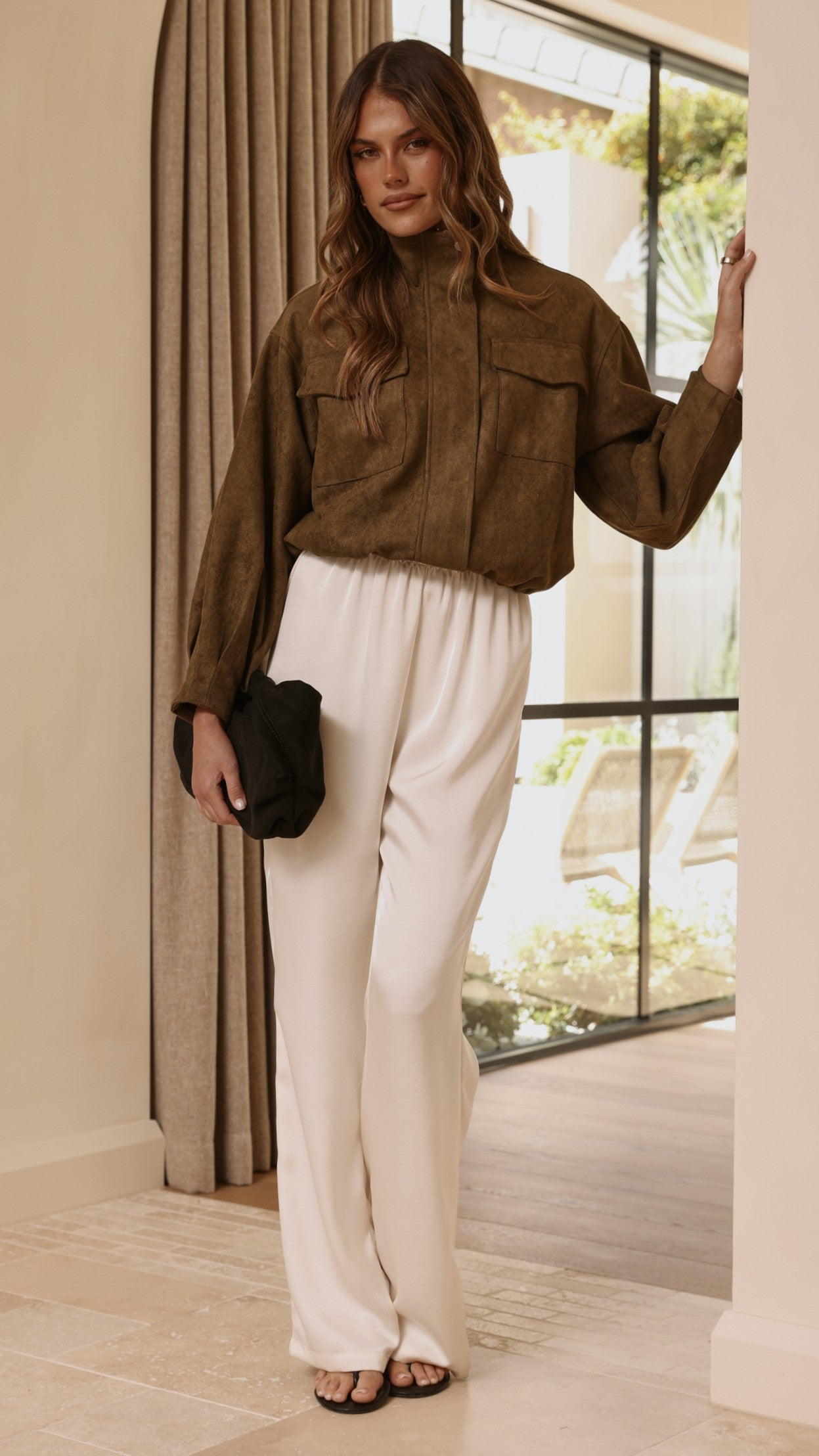Josh Funnel Neck Jacket - Khaki