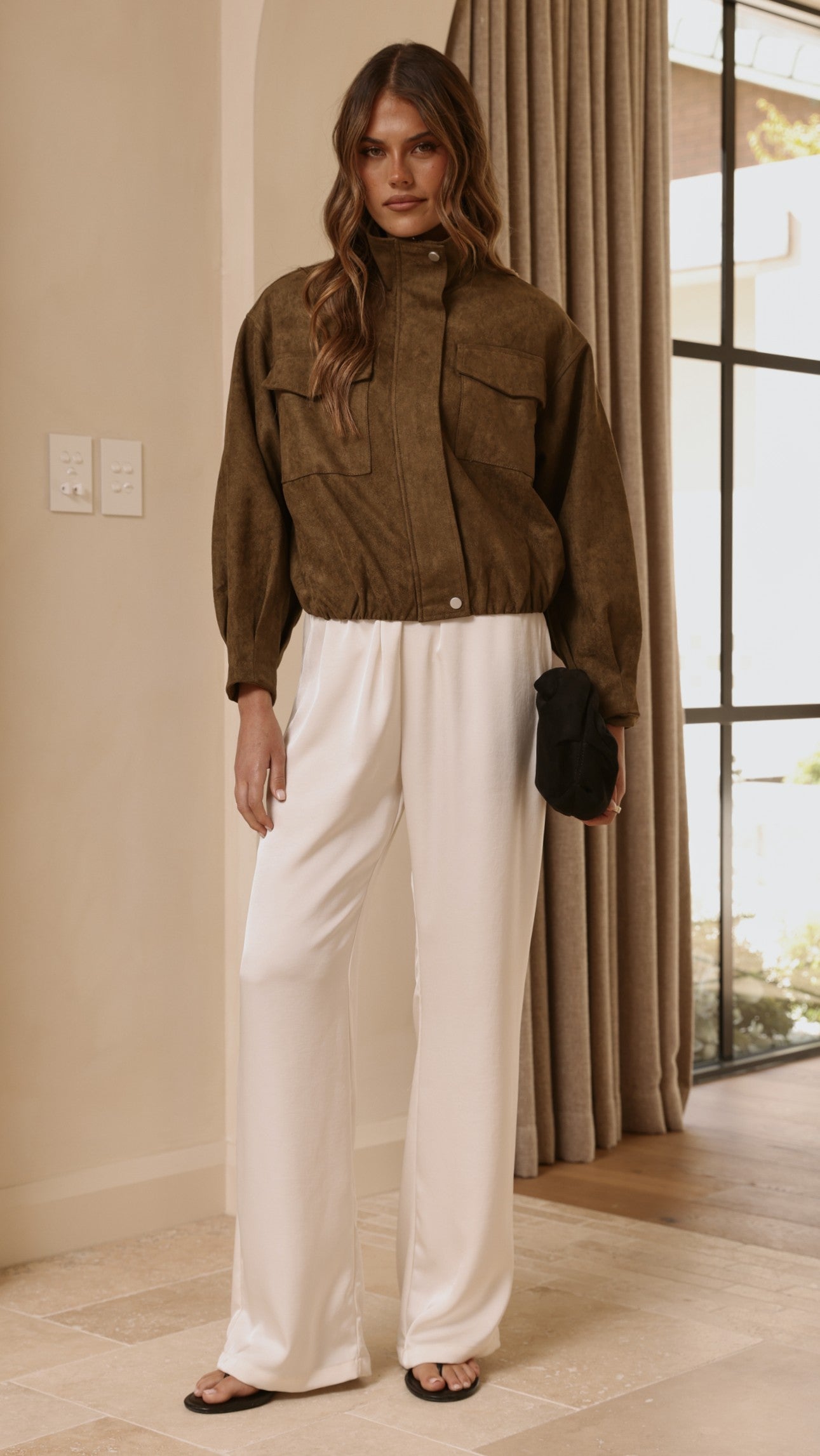 Josh Funnel Neck Jacket - Khaki