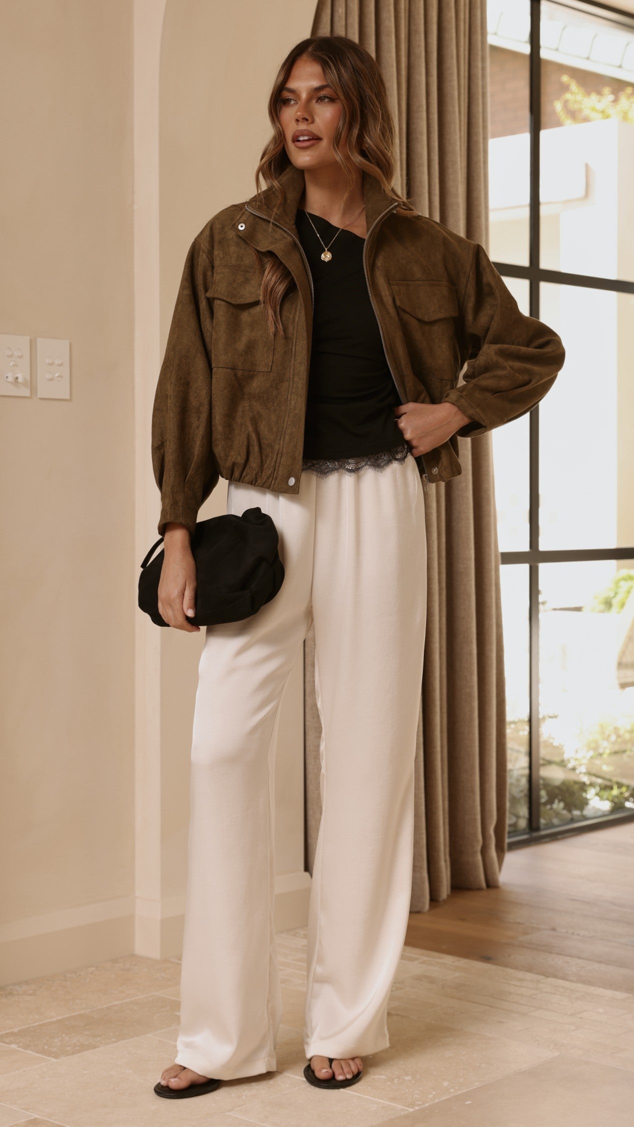 Josh Funnel Neck Jacket - Khaki