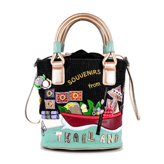 Thailand-Themed Souvenir Bucket Bag