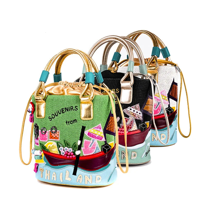 Thailand-Themed Souvenir Bucket Bag