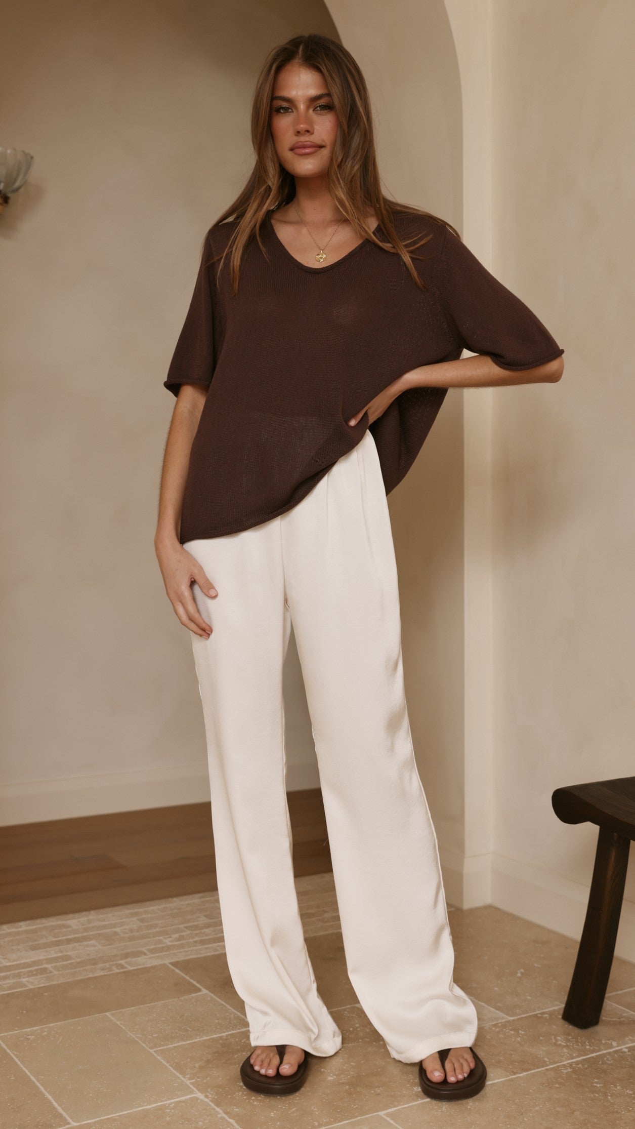 Spring Scoop Neck Tee - Chocolate