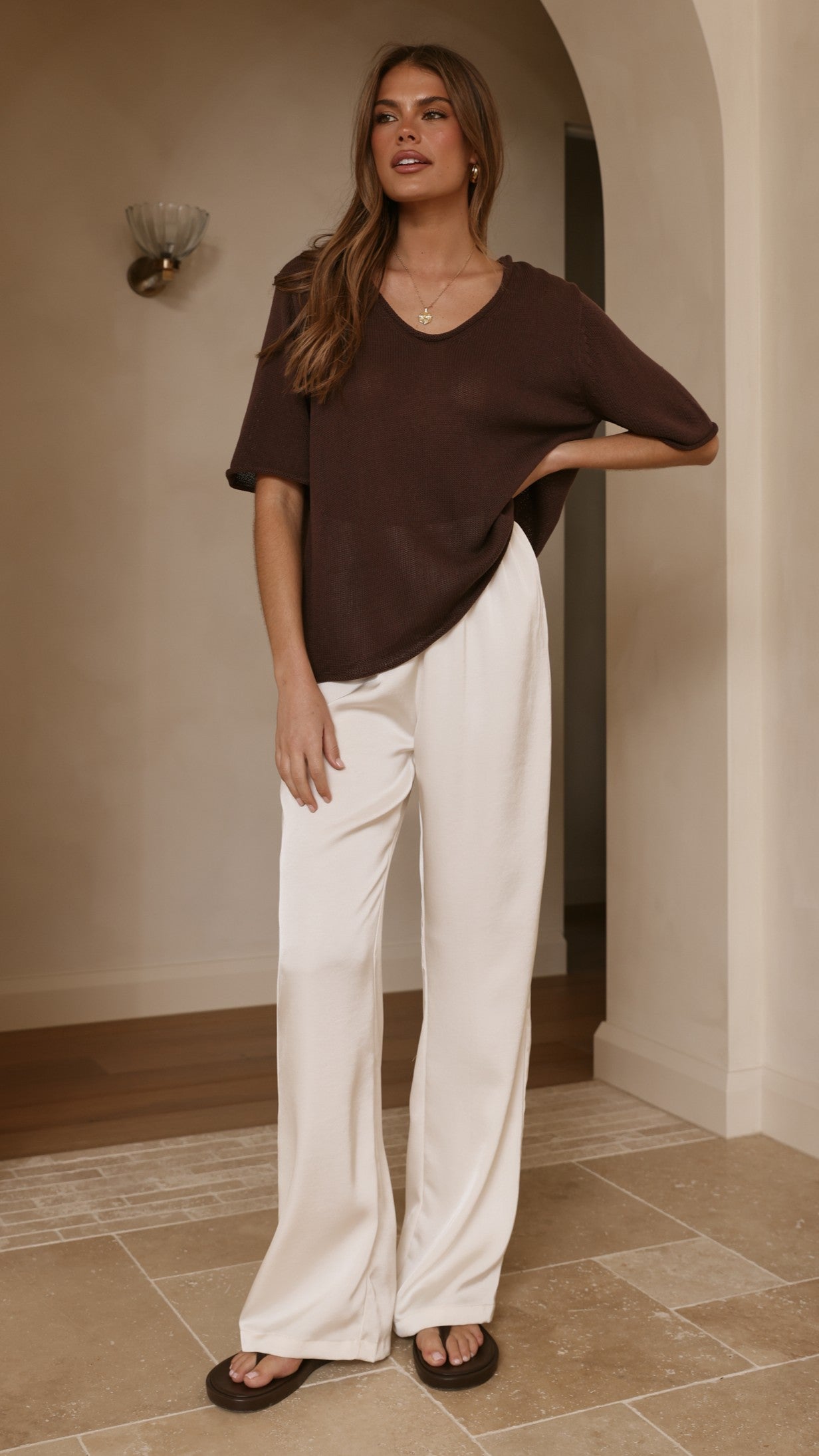 Spring Scoop Neck Tee - Chocolate