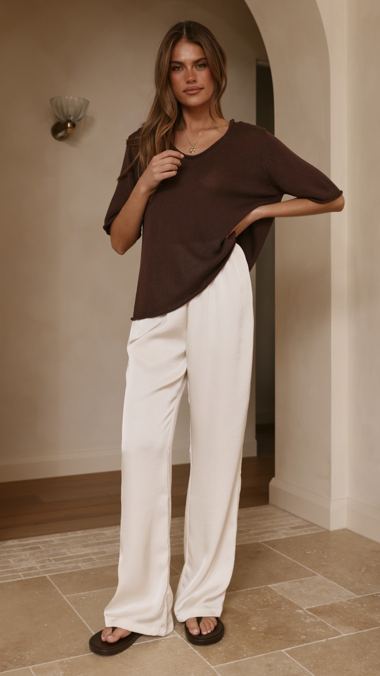 Spring Scoop Neck Tee - Chocolate