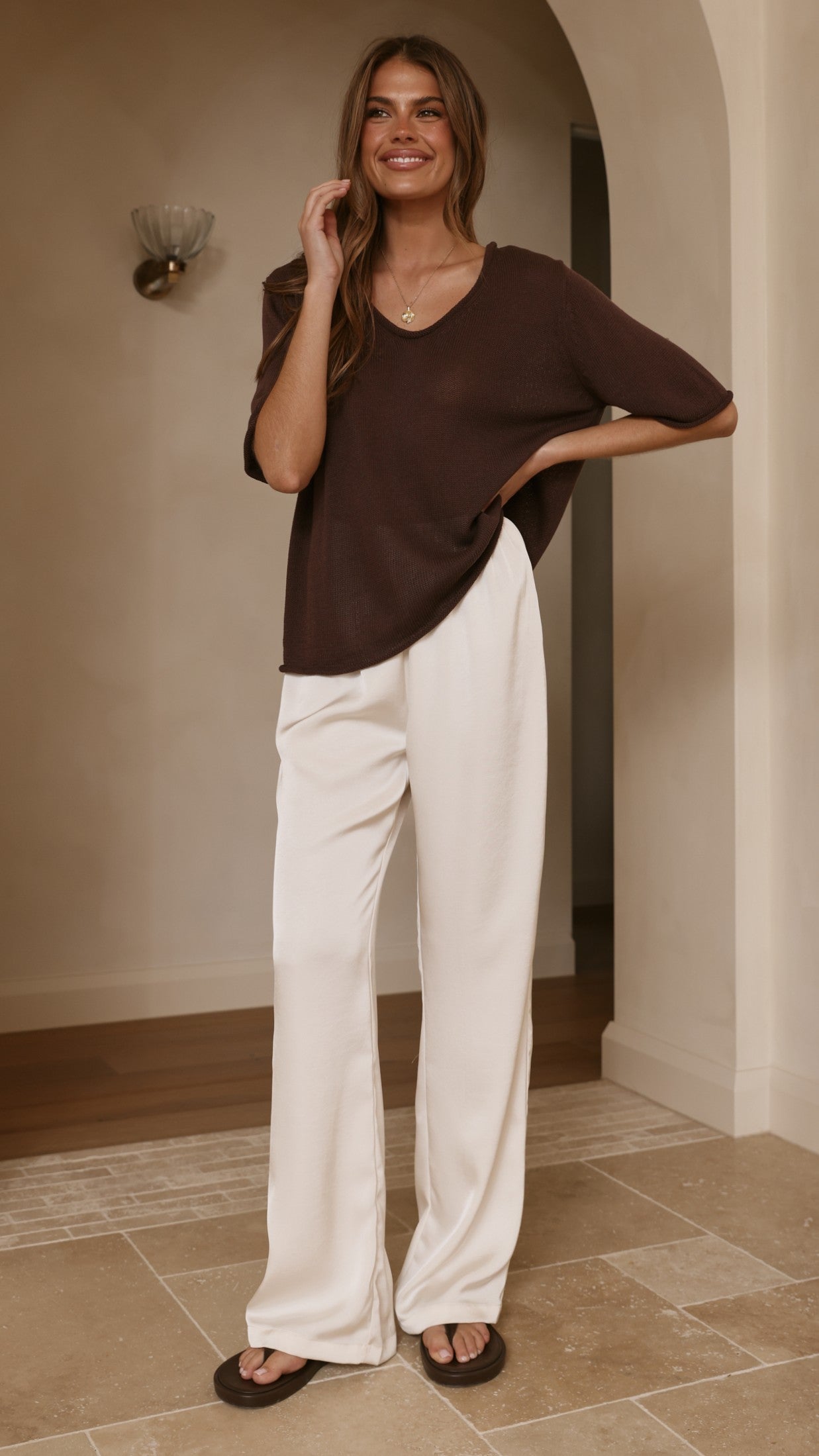 Spring Scoop Neck Tee - Chocolate