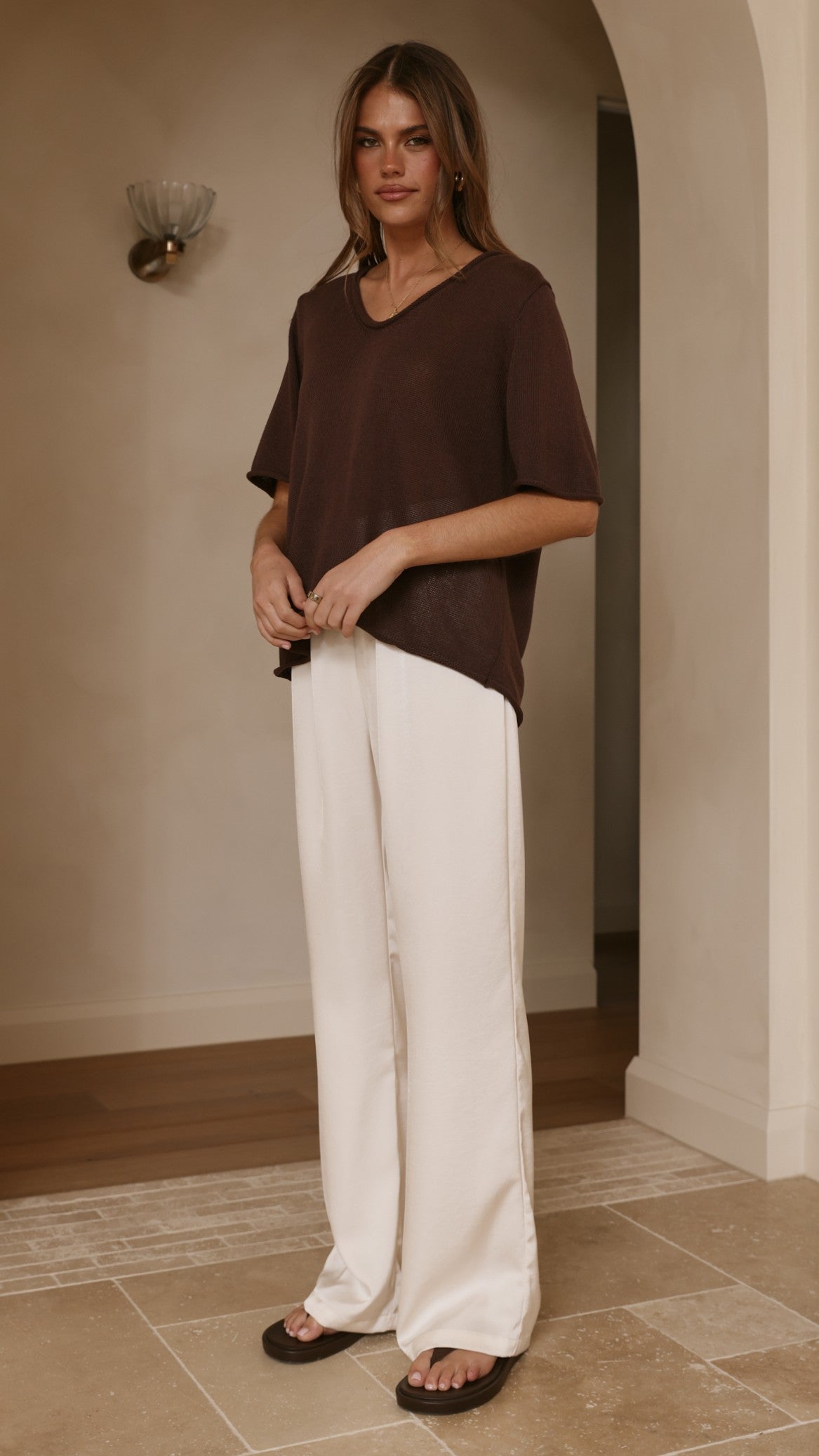 Spring Scoop Neck Tee - Chocolate