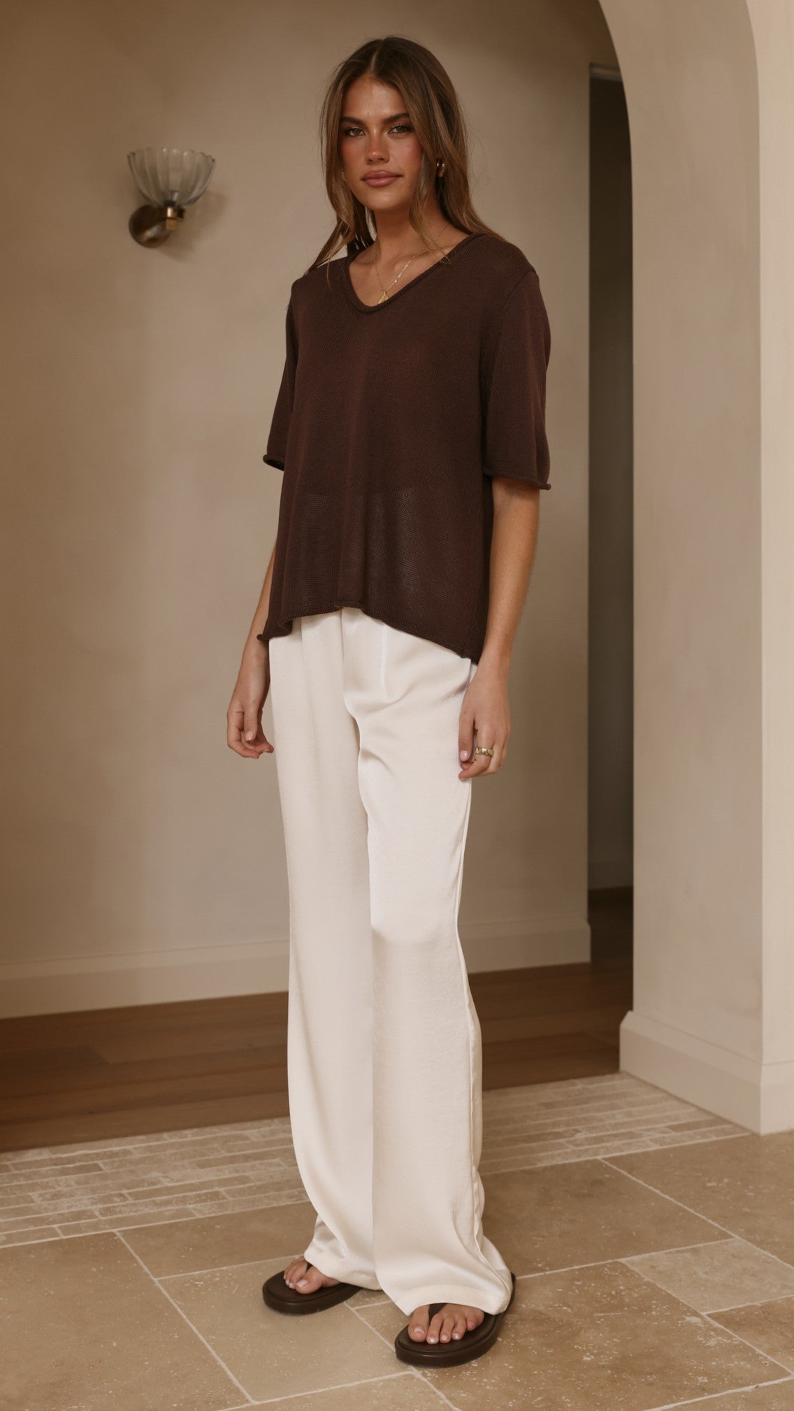Spring Scoop Neck Tee - Chocolate