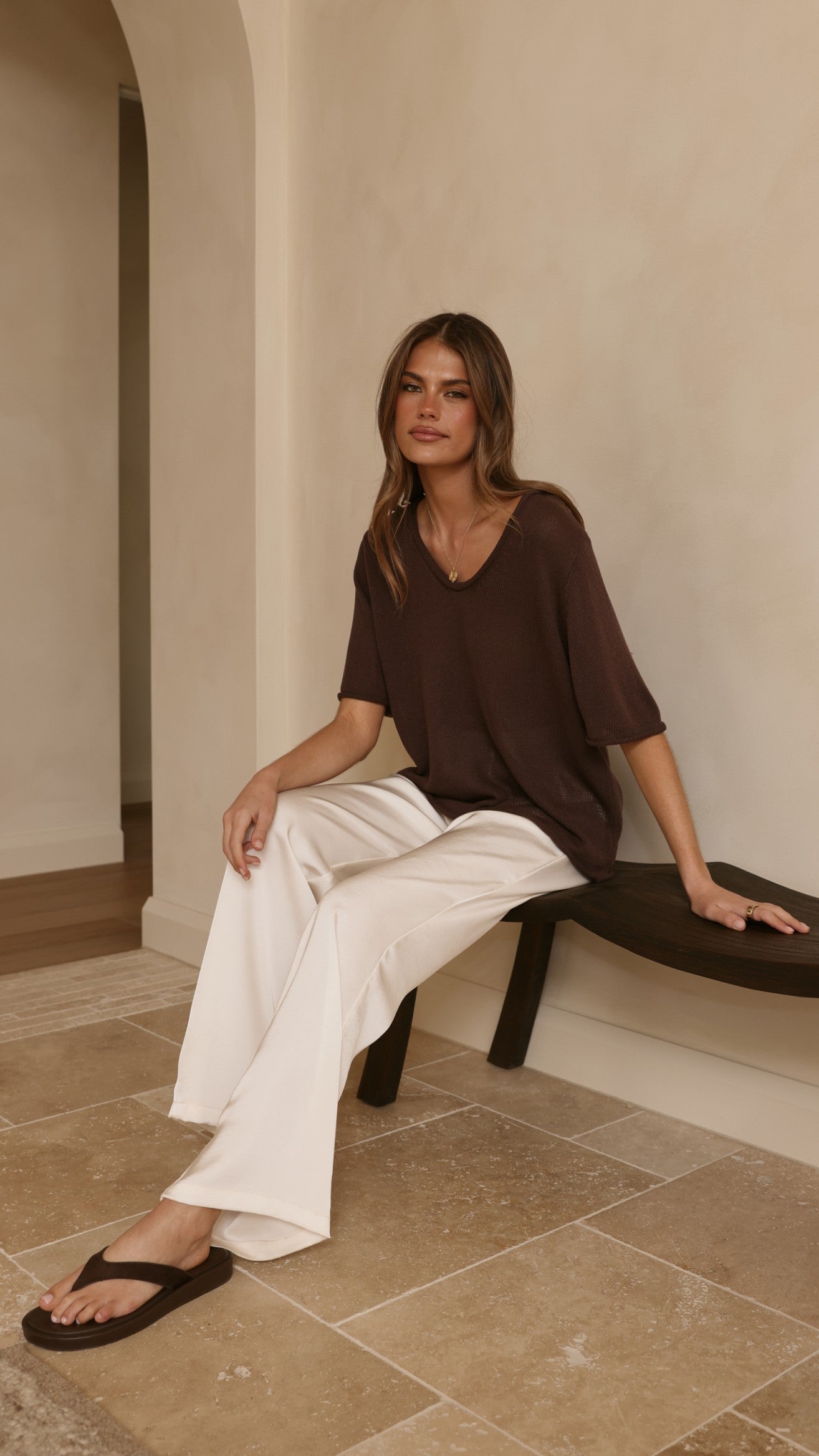 Spring Scoop Neck Tee - Chocolate