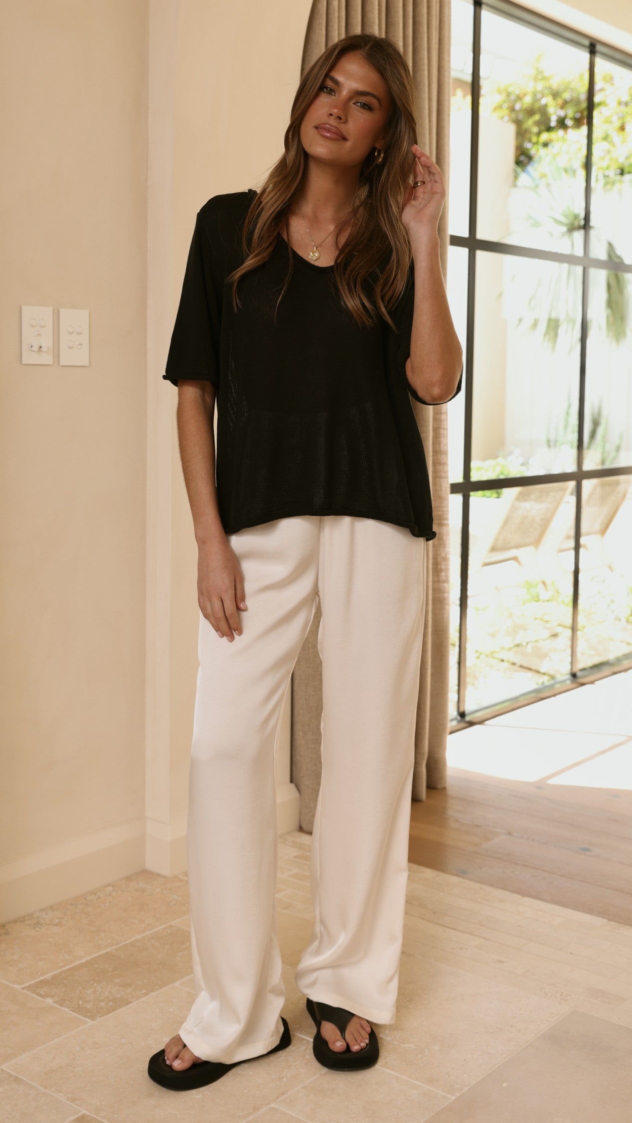 Spring Scoop Neck Tee - Black