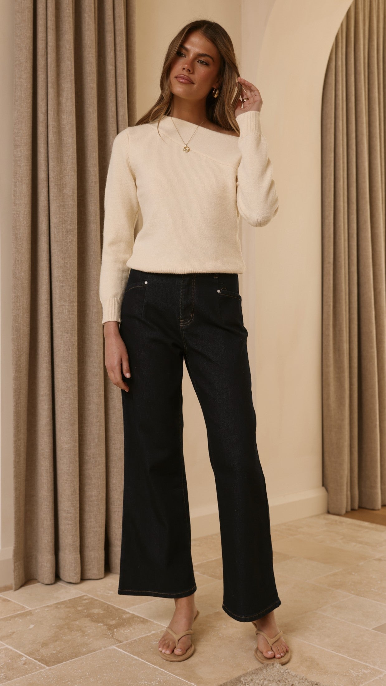 Zayleigh Straight Leg Jeans - Dark Denim